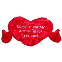 Almofada De Pelúcia Coração Com Mãos Amor 80cm Frase Bordada Almofada De Pelúcia Coração Com Mãos Amor 80cm Frase Bordada