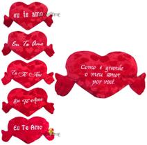 Almofada De Pelúcia Coração Vermelho Com Mãos Bordado 58cm FE6849 - Fizzy