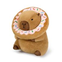 Almofada de pelúcia Ditucu Cute Capivara com capacete de rosquinha de 28 cm para crianças
