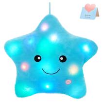 Almofada de pelúcia LED WEWILL Twinkle Star Light 33 cm azul