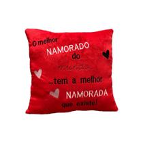 Almofada de Pelúcia Quadrada Frases Namorado Vermelho 34cm Presente para Namorada