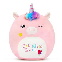 Almofada de pelúcia Unicorn Get Well Soon Easfan para crianças