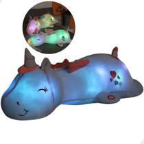 Almofada De Pelucia Unicornio Para Dormir Macio Com Luzes Led Relaxante