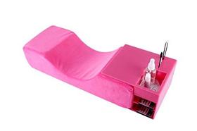 Almofada de pescoço de extensão de cílios com prateleira acrílica organizador stand, veludo de extensão de cílios quentes enxerto travesseiro de maquiagem ferramenta prateleiras de armário de exposição - prateleira rosa + travesseiro rosa (fronha - PRASNE