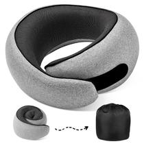 Almofada de pescoço de viagem 4litamz 100% viscoelástica com enchimento cinza Almofada de pescoço de viagem 4litamz 100% viscoelástica com enchimento cinza
