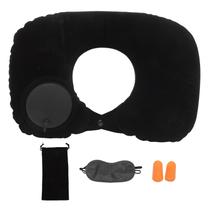 Almofada de pescoço de viagem inflável Fydun em forma de U com bomba de ar preta Almofada de pescoço de viagem inflável Fydun em forma de U com bomba de ar preta