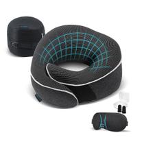 Almofada de pescoço de viagem Proglobe 100% viscoelástica com kit de acessórios