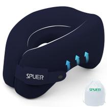 Almofada de pescoço de viagem SPUER 2025 Espuma viscoelástica ergonômica azul marinho Almofada de pescoço de viagem SPUER 2025 Espuma viscoelástica ergonômica azul marinho