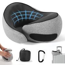 Almofada de pescoço de viagem SZXYX 100% pura espuma viscoelástica cinza