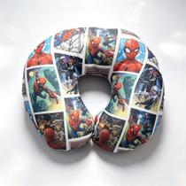Almofada de Pescoço Infantil Homem Aranha em U Spider Man Marvel Viagem Macio Confortável Presente Apoio