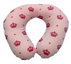 Almofada de Pescoço Infantil Rosa com Coroas