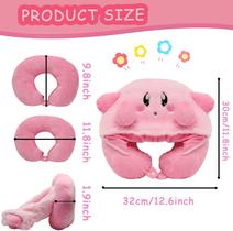 Almofada de pescoço rosa U em forma de travesseiro de viagem adorável recheado plus