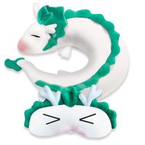 Almofada de pescoço ZFBIRD Anime Dragon em forma de U com máscara de dormir de pelúcia