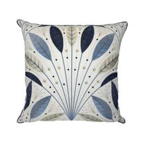 Almofada De Sarja Cru Bordado Azul Com Cordão 2 52X52cm - Decortextil