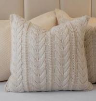 Almofada de Tricot Trança Larga Offwhite Quadrada Almofada de Tricot Trança Larga Offwhite Quadrada