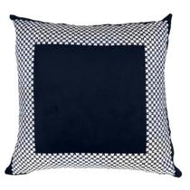 Almofada De Veludo Com Bordado Marinho Fino Cru 52Cm - Decortextil