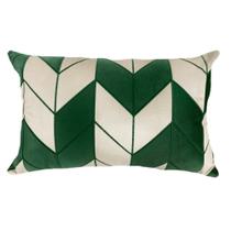 Almofada De Veludo Off White E Verde 35X52cm - Decortextil