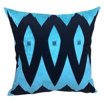 Almofada De Veludo Tiffany Com Aplicação Preto 52Cm - Decortextil