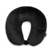 Almofada de viagem Brookstone Microbead Head Head Neck com bolso preta