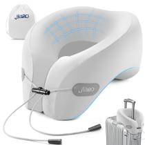 Almofada de viagem jiaao Memory Foam Neck Support com máscara de olhos cinza