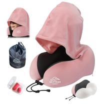 Almofada de viagem SKYTRAX COMF Memory Foam Hood rosa
