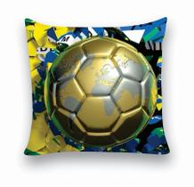 Almofada Decorativa 25x25 Personalizado Cheias Bola Futebol Brasil