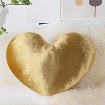 Almofada decorativa AELS em forma de coração 50 cm, veludo dourado