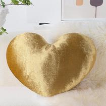 Almofada Decorativa AELS em Formato de Coração (50cm) - Veludo Dourado