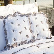 Almofada Decorativa Bordada 200 Fios Mondrean Branco Vilela Enxovais 2 Peças Almofada Decorativa Bordada 200 Fios Mondrean Branco Vilela Enxovais 2 Peças