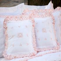 Almofada Decorativa Bordada 400 fios Rivieri Branco Vilela Enxovais 2 peças