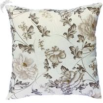 Almofada Decorativa Cheia 45X45Cm Floral Bege Com Zíper