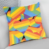 Almofada Decorativa Cheia c/ Zíper 25x25cm, Arco-Íris LGBT