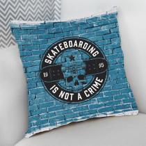 Almofada Decorativa Cheia c/ Zíper 40x40 Caveira Skateboarding
