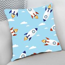 Almofada Decorativa Cheia c/ Zíper 40x40 Infantil Bebê Foguetes