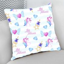 Almofada Decorativa Cheia c/ Zíper 40x40 Infantil Lindo Princesa e Unicórnio