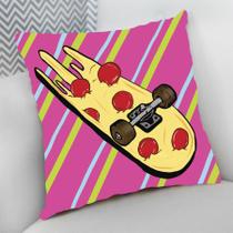 Almofada Decorativa Cheia c/ Zíper 40x40 Skate Pizza