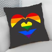 Almofada Decorativa Cheia c/ Zíper 40x40cm, Coração LGBT