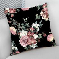Almofada Decorativa Cheia c/ Zíper 40x40cm, Floral com fundo Almofada Decorativa Cheia c/ Zíper 40x40cm, Floral com fundo