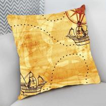 Almofada Decorativa Cheia c/ Zíper 40x40cm,Mapa Pirata