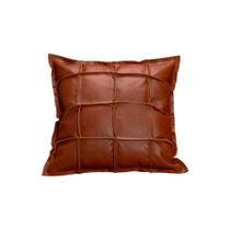 Almofada Decorativa de Couro Legítimo 45x45cm Luiza Conhaque - Mozzelar Almofada Decorativa de Couro Legítimo 45x45cm Luiza Conhaque - Mozzelar