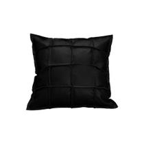 Almofada Decorativa de Couro Legítimo 45x45cm Luiza Preto - Mozzelar