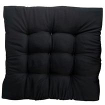 Almofada Decorativa Futon Assento Cadeira 60x60cm Sofá Poltrona Cheia Grande Preto