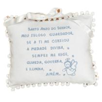 Almofada Decorativa Infantil Bordada Oração Santo Anjo 21x26