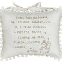 Almofada Decorativa Infantil Bordada Oração Santo Anjo 21x26