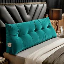 Almofada Decorativa Mel Queen 160cm Suede Cor:Azul-turquesaDesenho do tecido:Liso