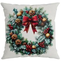 Almofada Decorativa Natalina Natal Guirlanda 43cmx43cm Almofada Decorativa Natalina Natal Guirlanda 43cmx43cm