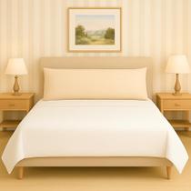 Almofada Decorativa Para Cama Cabeceira Casal Apoio Encosto de Dormir Enchimento Fibra Siliconada Bege 60X140