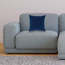 Almofada Decorativa Quadrada Azul Marinho Linho com Borda Cru Almofada Decorativa Quadrada Azul Marinho Linho com Borda Cru