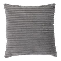 Almofada Decorativa Quadrada Em Veludo Canelado Cinza Toque Macio 45x45cm