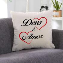 Almofada Deus é Amor 40x40cm - Serigrafada Frente e Verso